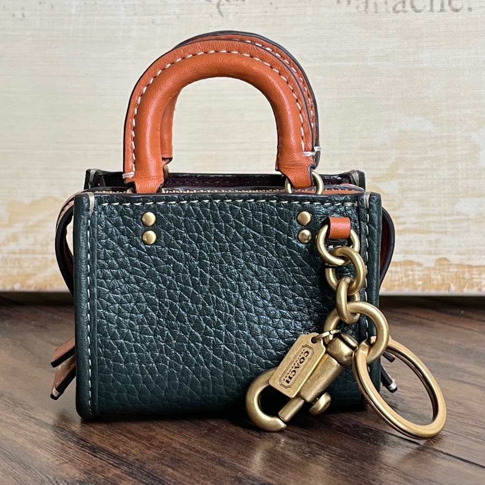 Coach Mini Rogue Bag Charm/Key Fob in Amazon Green